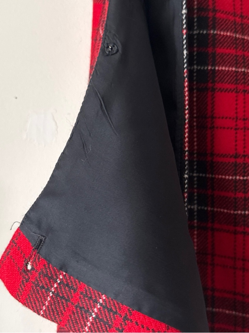 Rafaella Vintage 90s Red Tartan Plaid Worsted Wool Fringe Hem Wrap Skirt Size 16 - Picture 9 of 16